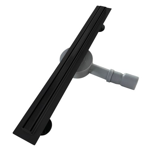 Caniveau Douche Italienne Étroit Noir L.60 Cm Siphon 360°, Débit 36l/min, Haut. Réglable -samy