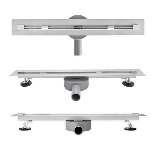 Caniveau Douche Italienne Slim L.100 Cm à Encastrer Inox, Siphon 360°, Drainage Performant -deki