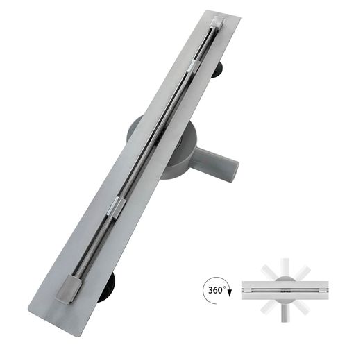 Caniveau Douche Italienne Slim L.60 Cm à Encastrer Inox, Siphon 360°, Drainage Performant -deki