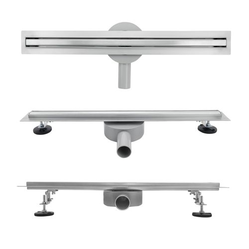 Caniveau Douche Italienne Étroit L.90 Cm à Encastrer Inox, Siphon 360°, Drainage 36l/min -tika