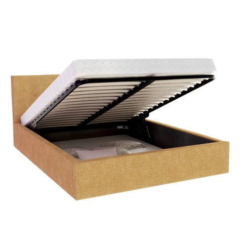 Lit Coffre Tulsa 140x200 Cm - Sommier Inclus Jaune Miel