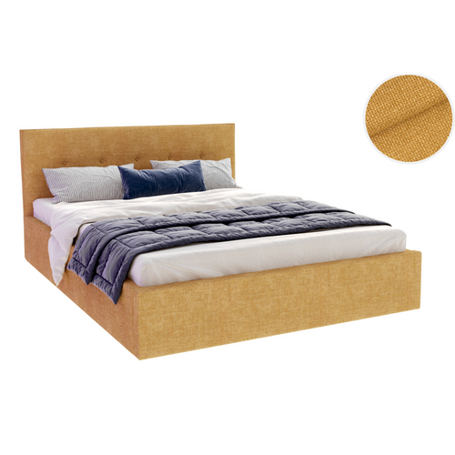 Lit Coffre Tulsa 140x200 Cm - Sommier Inclus Jaune Miel