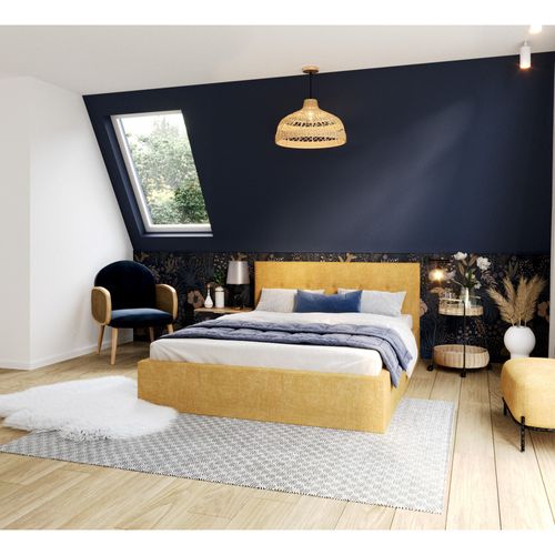 Lit Coffre Tulsa 140x200 Cm - Sommier Inclus Jaune Miel