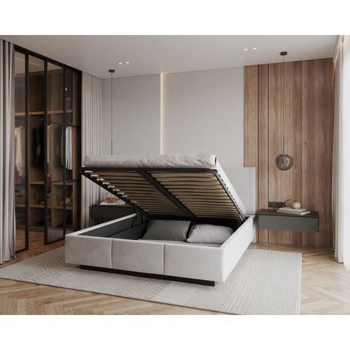 Lit Coffre Raveiro 160 X 200 Cm Avec Sommier à Lattes Relevable Blanc