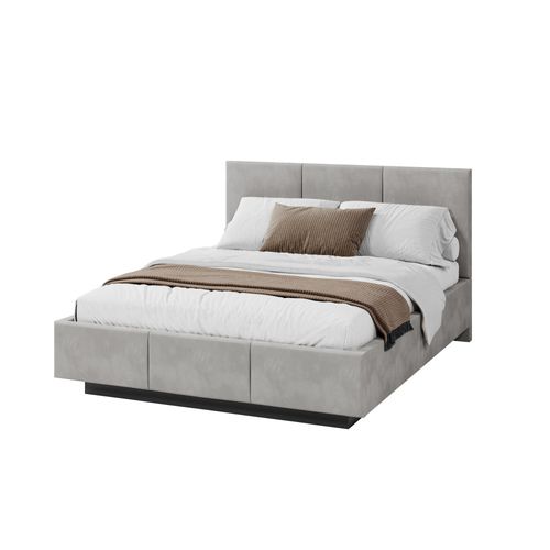 Lit Coffre Raveiro 140 X 190 Cm Avec Sommier à Lattes Relevable Gris Clair