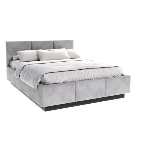 Lit Coffre Raveiro 140 X 190 Cm Avec Sommier à Lattes Relevable Gris Clair