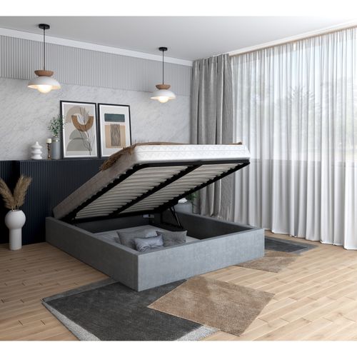 Lit Coffre Orlando 120x200 - Sommier Inclus Gris Clair