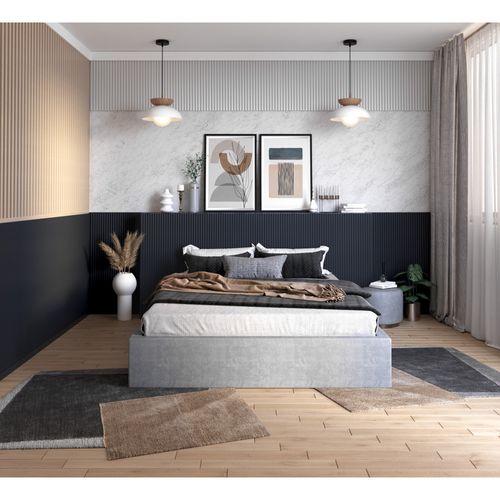 Lit Coffre Orlando 120x200 - Sommier Inclus Gris Clair