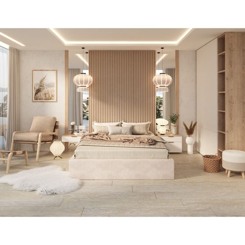 Lit Coffre Orlando 120x200 - Sommier Inclus Crème