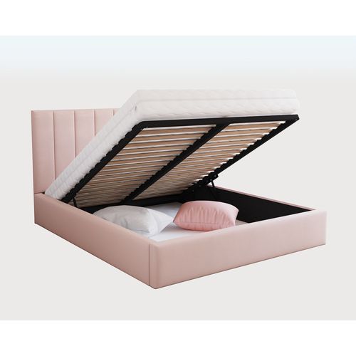 Lit Coffre Colorado 140x190 - Sommier Inclus Rose Pâle