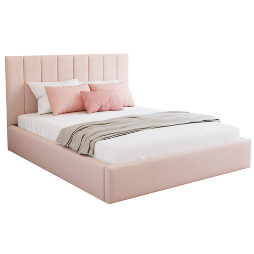 Lit Coffre Colorado 140x190 - Sommier Inclus Rose Pâle