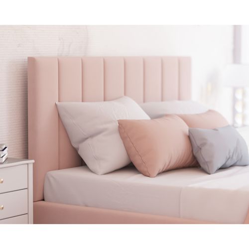 Lit Coffre Colorado 140x190 - Sommier Inclus Rose Pâle