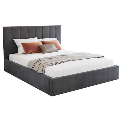 Lit Coffre Colorado 140x190 - Sommier Inclus Gris Foncé