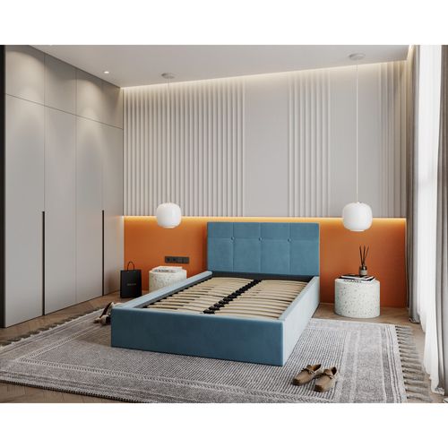 Lit Coffre Rino 120 X 200 Cm - Sommier Inclus Azur