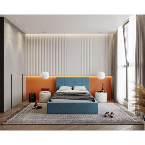 Lit Coffre Rino 120 X 200 Cm - Sommier Inclus Azur