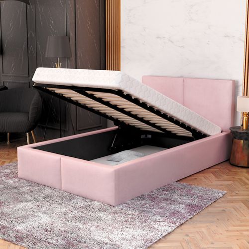 Lit Coffre Tesia 120x200  - Sommier Inclus Rose Pâle