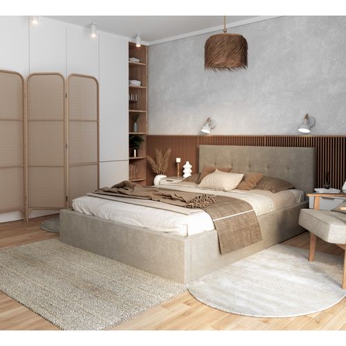 Lit Coffre Tulsa 120x200 Cm - Sommier Inclus Beige Foncé