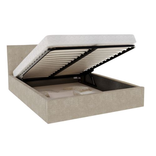 Lit Coffre Tulsa 140x200 Cm - Sommier Inclus Beige Foncé
