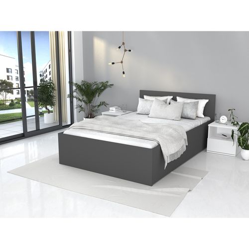 Lit Coffre Panama 120x190 - Sommier Inclus Gris