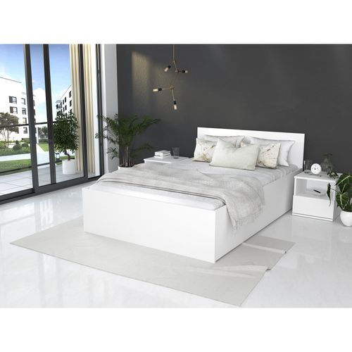 Lit Coffre Panama 120x190 - Sommier Inclus Blanc