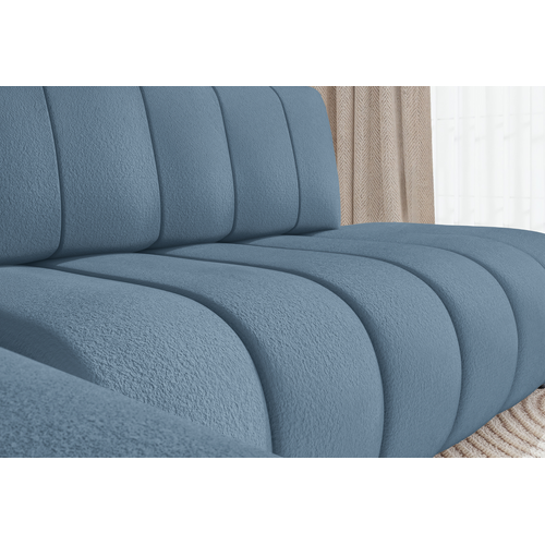 Canapé D'angle Convertible Tissu Bouclette Bleu 4 Places Celeste Angle