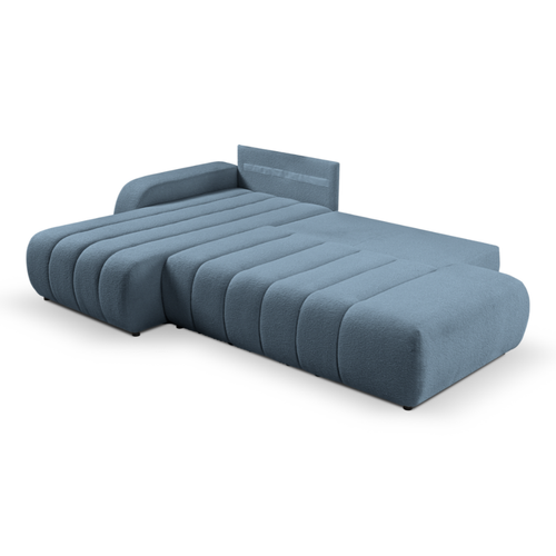 Canapé D'angle Convertible Tissu Bouclette Bleu 4 Places Celeste Angle