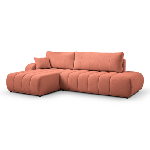Canapé D'angle Convertible Tissu Bouclette Terracotta 4 Places Celeste Angle