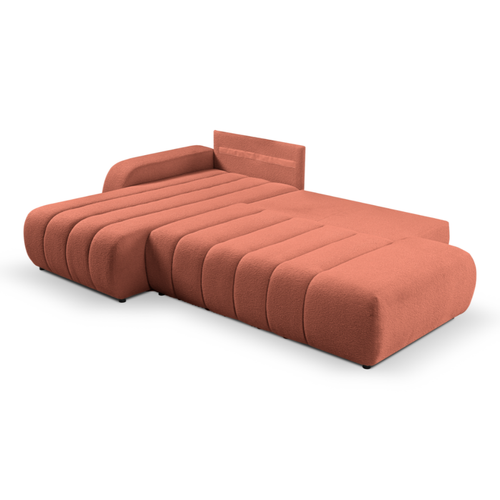 Canapé D'angle Convertible Tissu Bouclette Terracotta 4 Places Celeste Angle