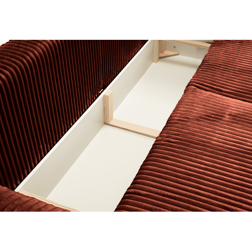 Canapé Convertible Gros Velours Côtelé Terracotta 3 Places Elio