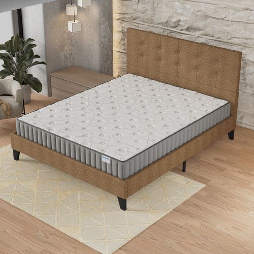 Ensemble 140x200 cm, lit avec tête de lit + matelas mousse Ép.22cm à mémoire de forme