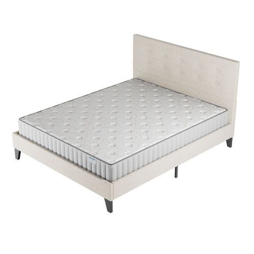 Ensemble 140x190 cm, lit avec tête de lit + matelas mousse Ép.16cm à mémoire de forme