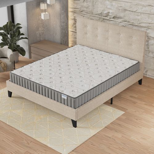 Ensemble 140x190 cm, lit avec tête de lit + matelas mousse Ép.16cm à mémoire de forme