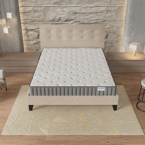 Ensemble 140x190 cm, lit avec tête de lit + matelas mousse Ép.22cm à mémoire de forme