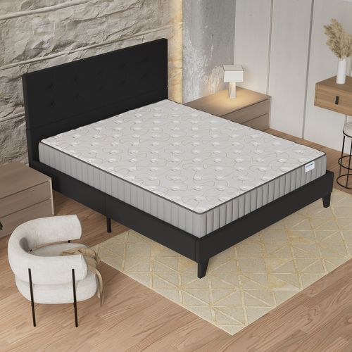Ensemble 120x190 cm, lit avec tête de lit + matelas mousse Ép.16cm à mémoire de forme