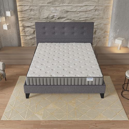 Ensemble 140x190 cm, lit avec tête de lit + matelas mousse Ép.22cm à mémoire de forme