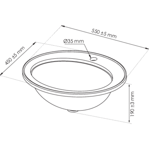 Vasque Ovale Encastrée Zoe - Blanc - 41cm - Porcelaine - Avec Trop Plein