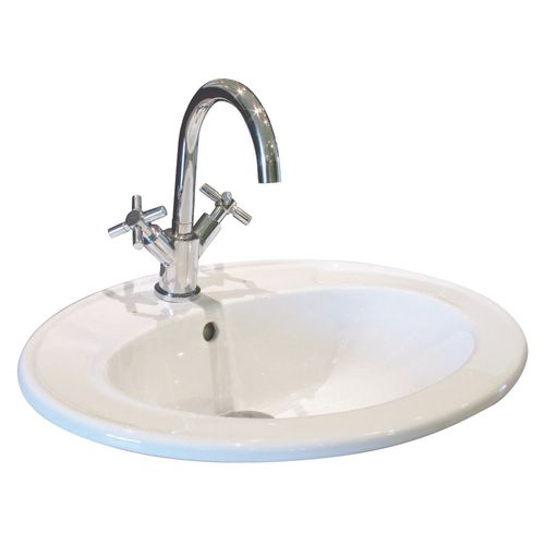 Vasque Ovale Encastrée Zoe - Blanc - 41cm - Porcelaine - Avec Trop Plein