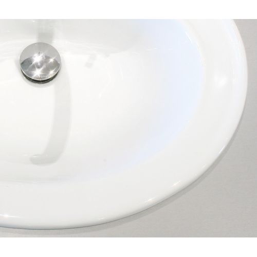 Vasque Ovale Encastrée Zoe - Blanc - 41cm - Porcelaine - Avec Trop Plein