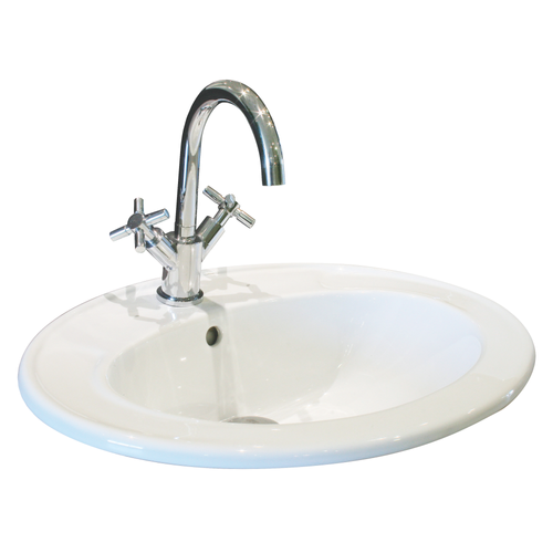 Vasque Ovale Encastrée Zoe - Blanc - 41cm - Porcelaine - Avec Trop Plein