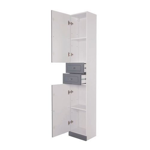 Colonne De Rangement à Poser Tolede - 35cm - Gris - Pvc Brillant - Livré En Kit