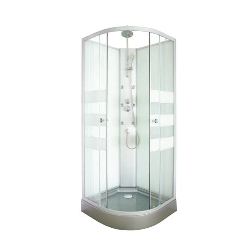 Cabine De Douche Hydromassante Amelia - Porte Coulissante - Gris - 1/4 C - 80cm