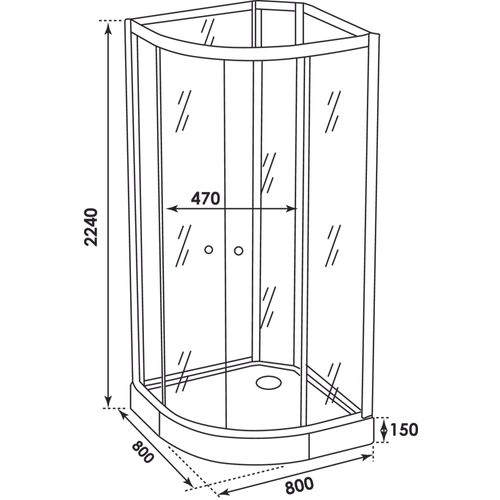 Cabine De Douche Hydromassante Amelia - Porte Coulissante - Gris - 1/4 C - 80cm