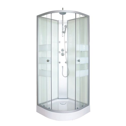 Cabine De Douche Hydromassante Amelia - Porte Coulissante - Blanc - 1/4 C -  80cm
