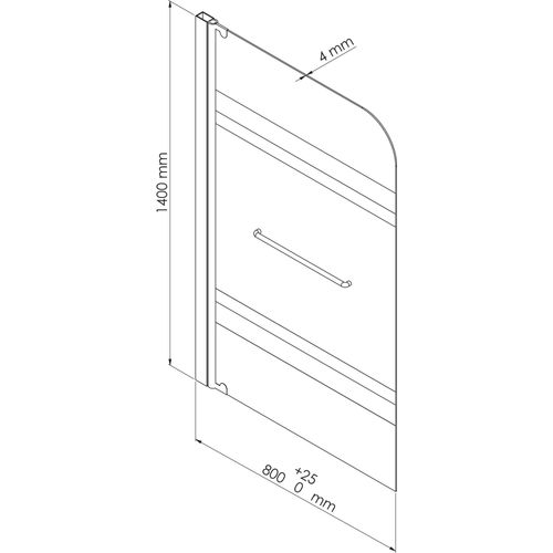 Pare-baignoire Olame - Paroi 80x140x0,4cm - Verre Trempé Sér. - Finitions Chromé
