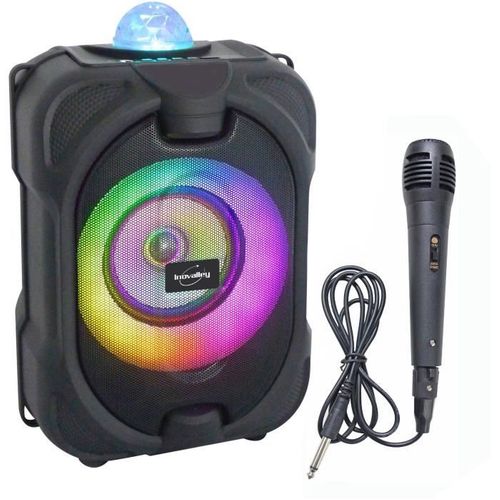 Enceinte Lumineuse Bluetooth Pour Karaoké - Inovalley - Dance Cube 44 - 150w - Effet Kaléidoscope