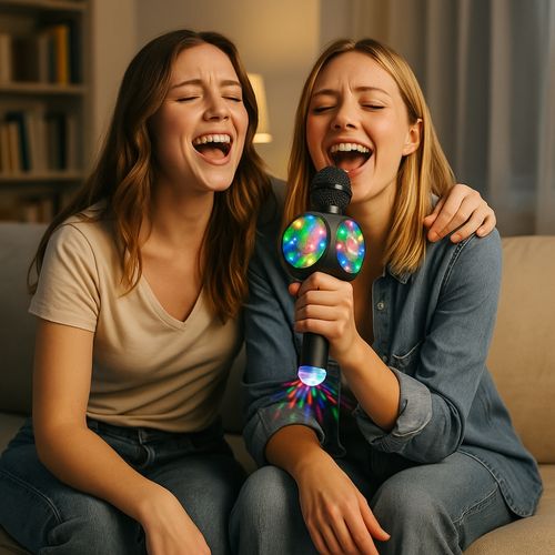 Micro-enceinte Karaoké Bluetooth 3w Avec Lumières LED Et Boule Disco USB, Effets Vocaux Magiques Et