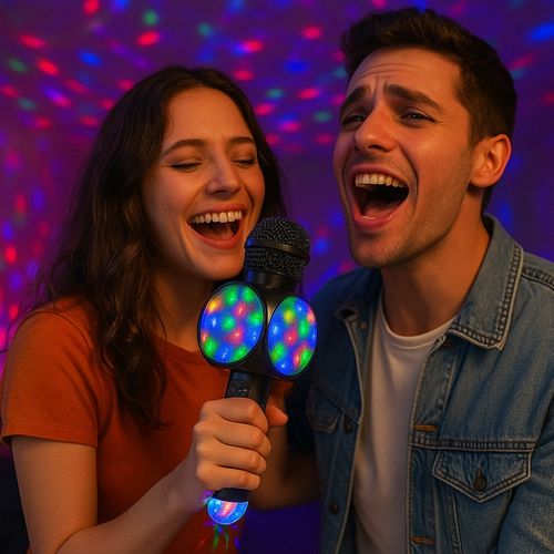 Micro-enceinte Karaoké Bluetooth 3w Avec Lumières LED Et Boule Disco USB, Effets Vocaux Magiques Et