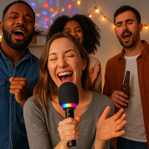 Micro-enceinte Karaoké Bluetooth 3w Avec Lumières LED Rgb, Effets Vocaux Magiques Et Batterie Rechar