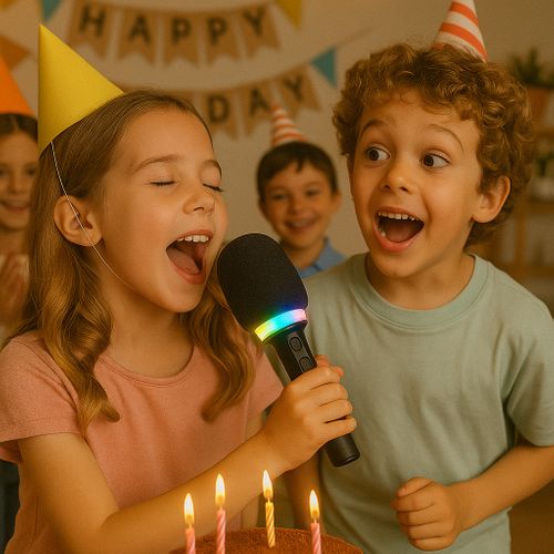 Micro-enceinte Karaoké Bluetooth 3w Avec Lumières LED Rgb, Effets Vocaux Magiques Et Batterie Rechar