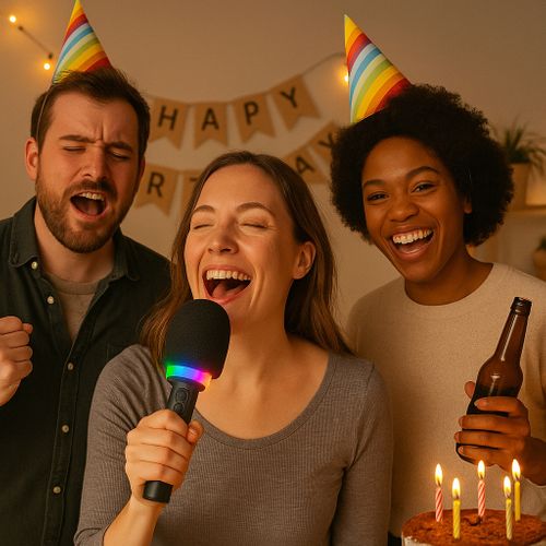 Micro-enceinte Karaoké Bluetooth 3w Avec Lumières LED Rgb, Effets Vocaux Magiques Et Batterie Rechar